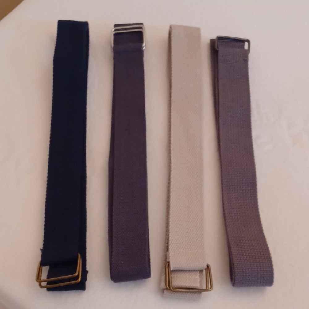 Blue and Gray Belts with Metal Buckles 4 Pack